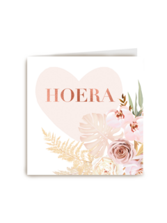 verjaardag kaart stijlvol hoera met bloemen