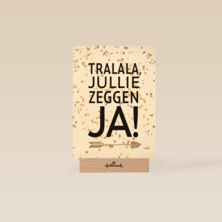 huwelijks kaart tralala jullie zeggen ja met confetti