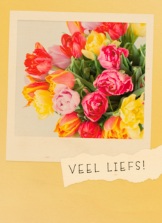 lente kaart boeket bloemen veel liefs