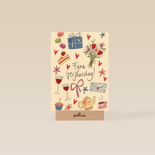 verjaardag kaart matia fijne verjaardag bloemen wijn taart