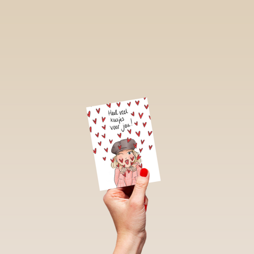 Valentijnskaart Heel veel kusjes voor jou