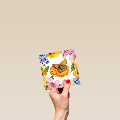 Kaart flowers by Marjolein Bastin Vlinder op bloem Blanco