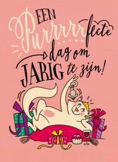 verjaardagskaart kat een purrrrrfecte dag om jarig te zijn