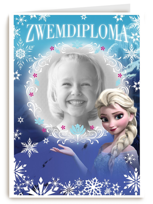 fotokaart zwemdiploma disney frozen gefeliciteerd