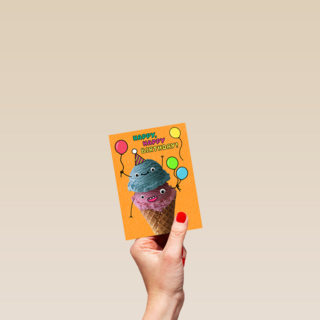 Verjaardagskaart ijsje Happy Birthday