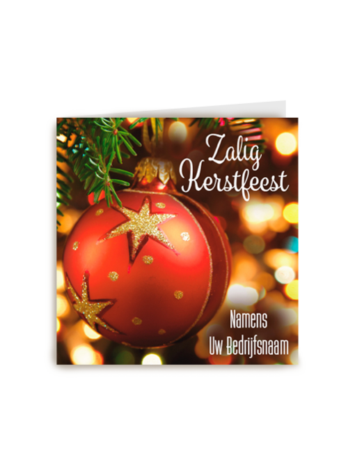 zakelijke kerstkaart met rood met gouden kerstbal
