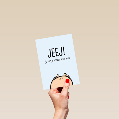 jeej je kan je voeten weer zien zoon