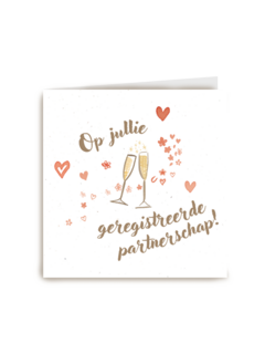 hartjes en champagne op jullie partnerschap