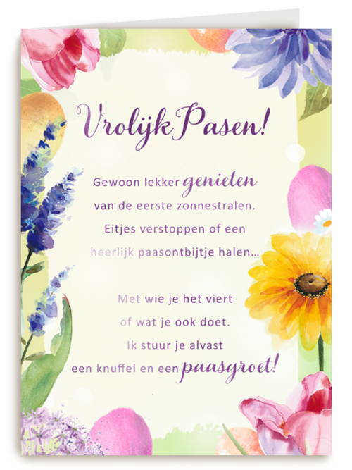 pasen kaart genieten van de eerste zonnestralen