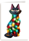 kerstkaart grappig kat met kerstlichtjes folio