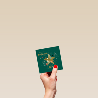 Kerstkaart groen gouden ster