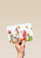 summervibes kaart blanco met vrolijke bloemen erop