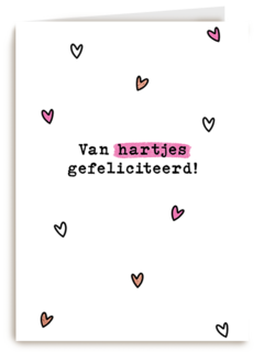 Verjaardagskaart Van Hartjes Gefeliciteerd