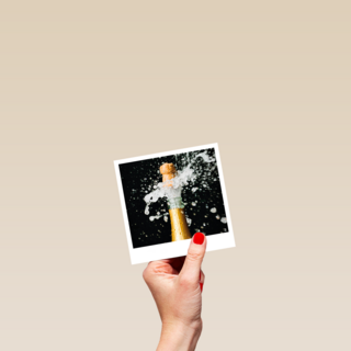 Gefeliciteerd kaart champagnekurk Polaroid