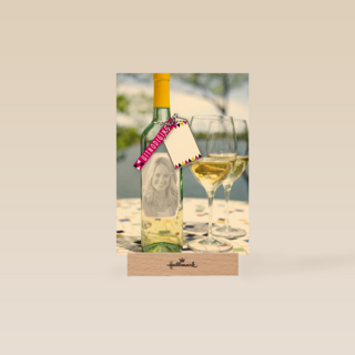 fotokaart fles wijn en glazen 35 jaar
