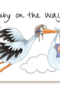 Babykaart Ooievaar met Baby on the way Matia Studio