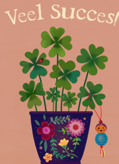 Succes kaart klavertjes vier plant