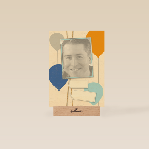 verjaardag met ballonnen en labels