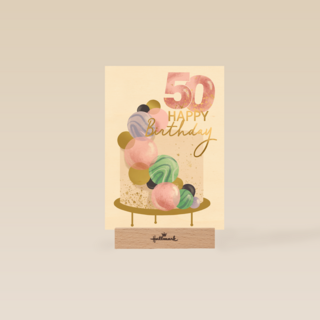 Verjaardagskaart 50 taart Happy Birthday
