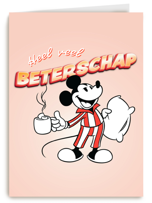 Mickey Mouse in pijama beterschapskaart