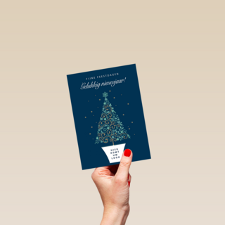 zakelijke kerstkaart met kerstboom en logo