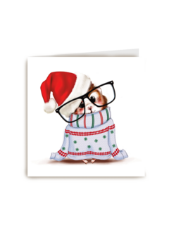 kersthamster met bril en kerstmuts