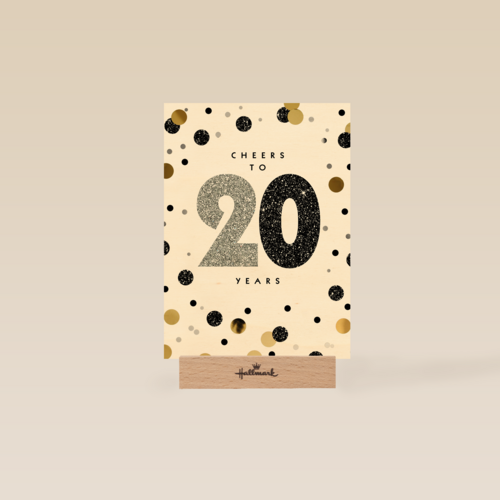 Verjaardagskaart leeftijden Cheers to 20 years wit en goud
