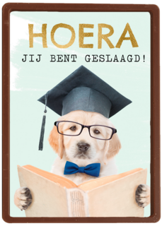 Hoera geslaagd slimme hond