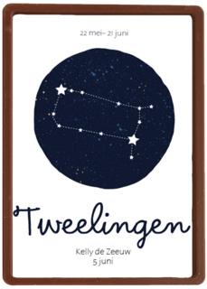 verjaardag kaart sterrenbeeld tweelingen