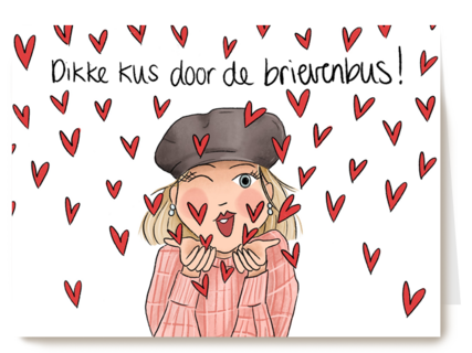 vriendschap kaart dikke kus door de brievenbus matia studio