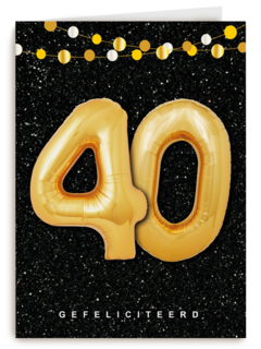 Verjaardagskaart leeftijden 40 ballonletters