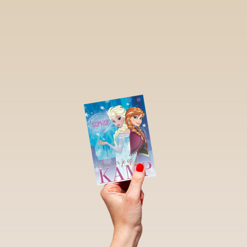op kamp kaart met de mooie anna en elsa