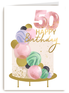 Verjaardagskaart 50 taart Happy Birthday