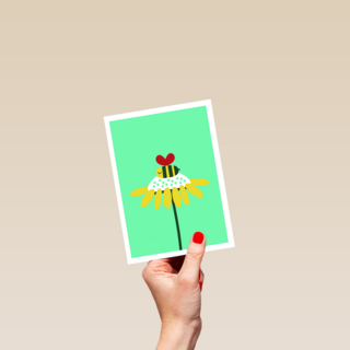Zomaar kaartje bloem met bij