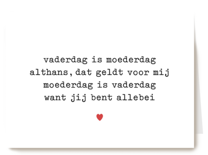 Vaderdagkaart lief vaderdag is moederdag