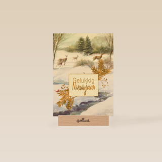 nieuwjaarskaart klassiek gelukkig nieuwjaar herten