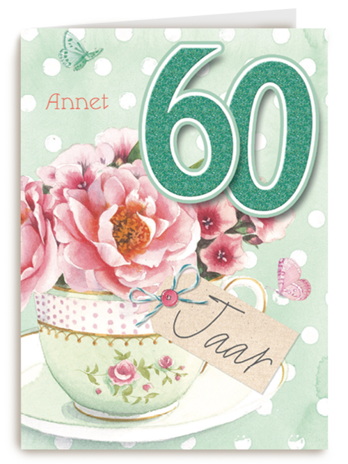 verjaardag leeftijden kopje bloemen 60