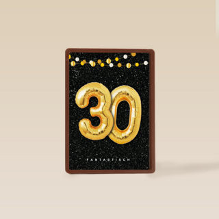 Verjaardagskaart leeftijden 30 ballonletters