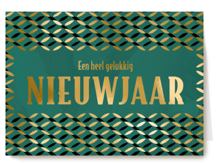 een heel gelukkig nieuwjaar met goudpatroon