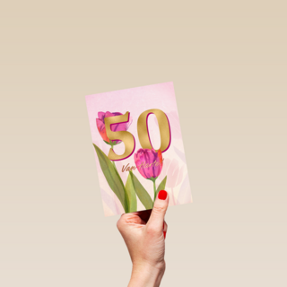 Verjaardagskaart vrouw 50 van harte