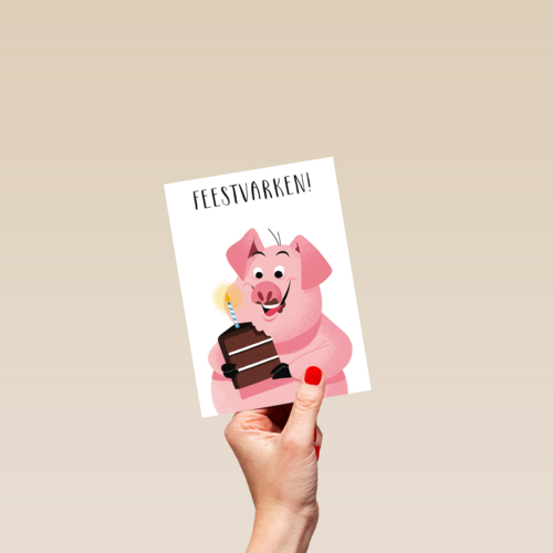 feestvarken met taartje