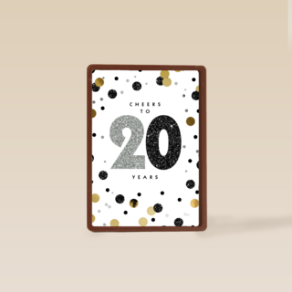Verjaardagskaart leeftijden Cheers to 20 years wit en goud