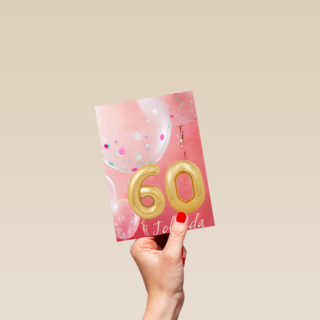 verjaardag kaart 60 leeftijden vrouw ballon
