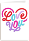Valentijnskaart love you felle kleuren