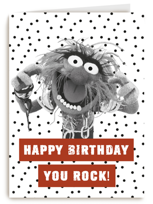 verjaardag kaart muppets animal happy birthday you rock