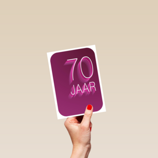 Verjaardagskaart 70 jaar karmijn