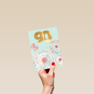 Turnowsky kaart met bloemen en vlinders 90 jaar