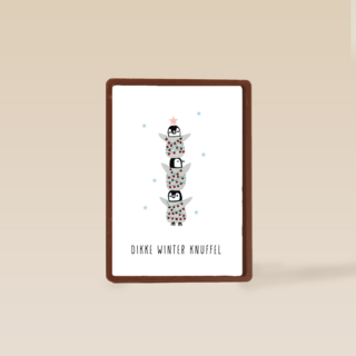 bikke winter knuffel pinguin kaart