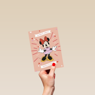 Verjaardagskaart Minnie Mouse gefeliciteerd