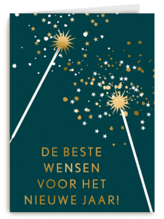 de beste wensen met gouden sterretjes op groen